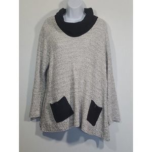 Margaret Winters Pullover Slouchy Cowl Neck Long Sleeve Knit Top Pockets Large